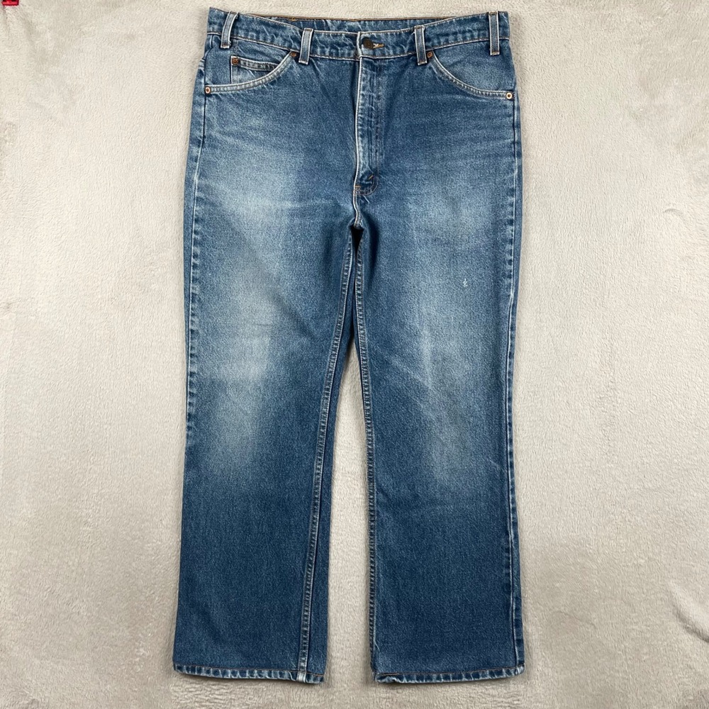 Vintage Levi 517 Jeans Mens 34x28 Blue Faded Orange Tab Retro Bootcut oREAD - Picture 2 of 11